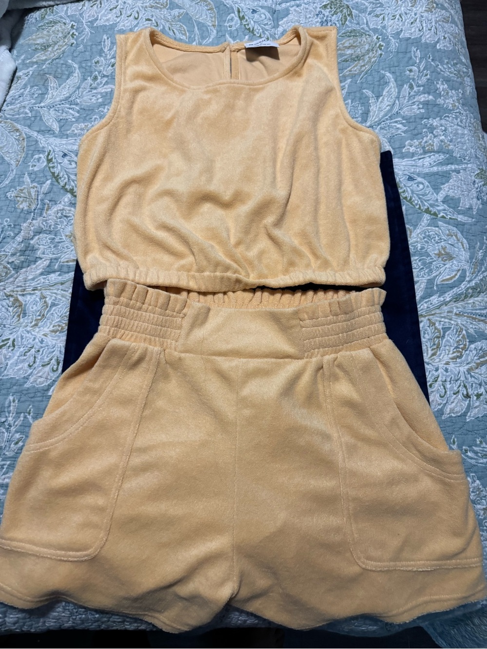 High-Waist Mustard Terry Shorts with Front Pockets (NWOT)